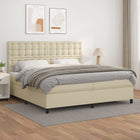 Boxspring 200x200 cm kunstleer crèmekleurig