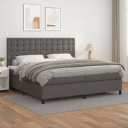 Boxspring met matras 200x200 cm grijs kunstleer