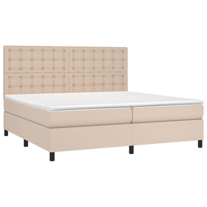 Boxspring Met Matras Kunstleer Kleurig Cappuccino 200 x 200 cm Knopen