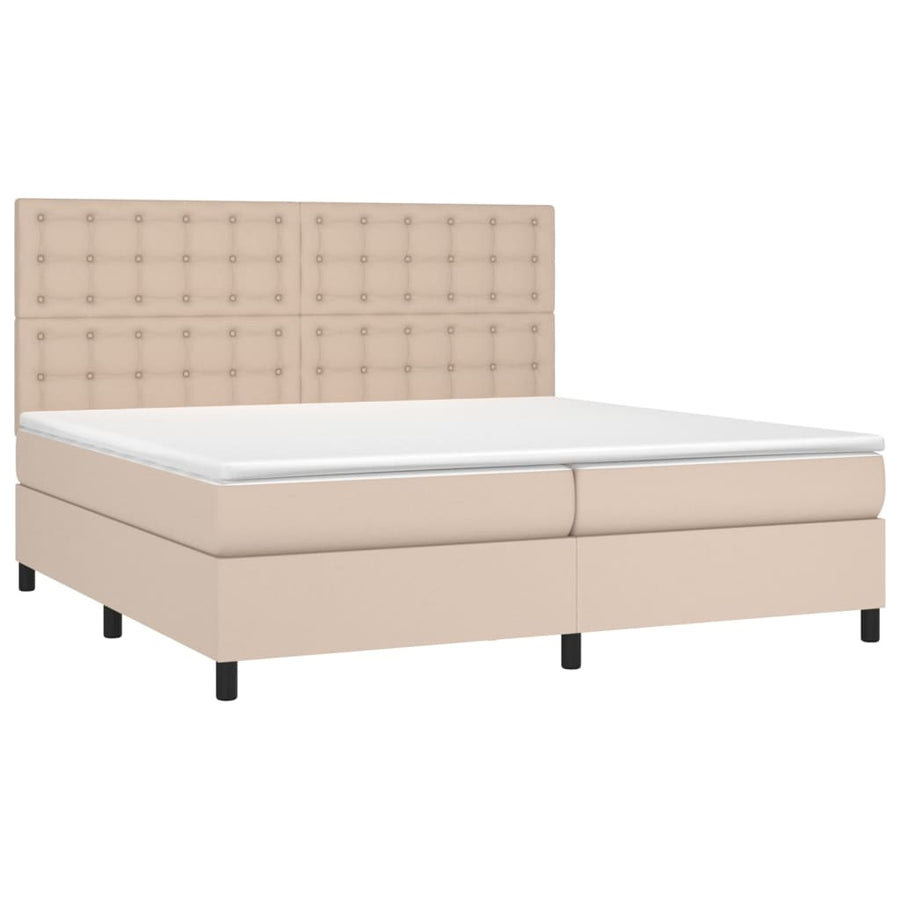 Boxspring Met Matras Kunstleer Kleurig Cappuccino 200 x 200 cm Knopen