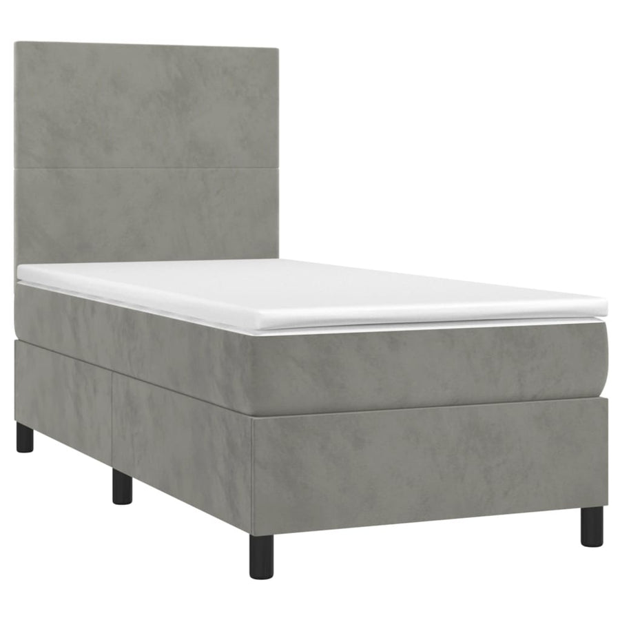 Boxspring Met Matras Fluweel Lichtgrijs 80 x 200 cm Effen ontwerp