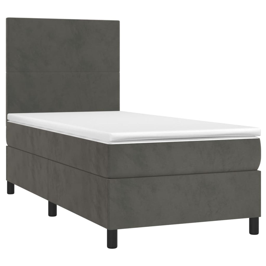 Boxspring Met Matras Fluweel Donkergrijs 80 x 200 cm Effen ontwerp