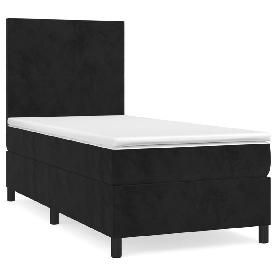Boxspring Met Matras Fluweel Zwart 80 x 200 cm Effen ontwerp
