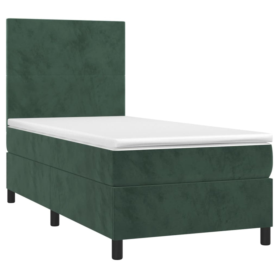 Boxspring Met Matras Fluweel Donkergroen 80 x 200 cm Effen ontwerp