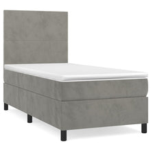 Boxspring Met Matras Fluweel Lichtgrijs 100 x 200 cm Effen ontwerp