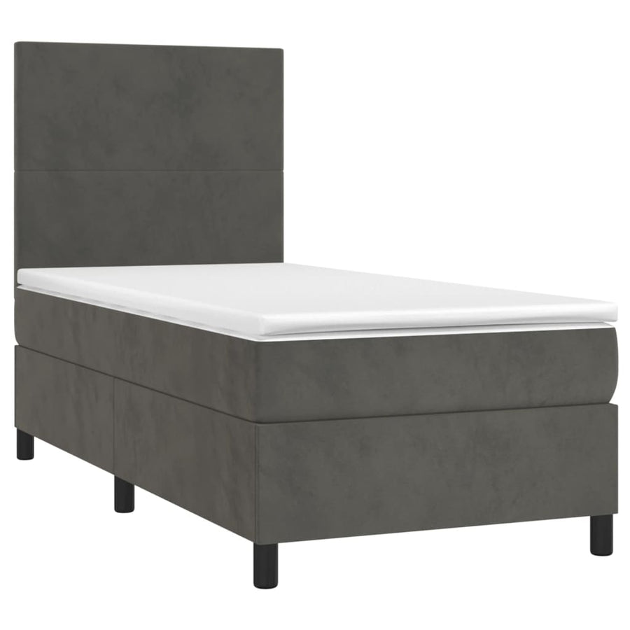 Boxspring Met Matras Fluweel Donkergrijs 100 x 200 cm Effen ontwerp