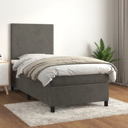 Boxspring met matras 100x200 cm donkergrijs fluweel