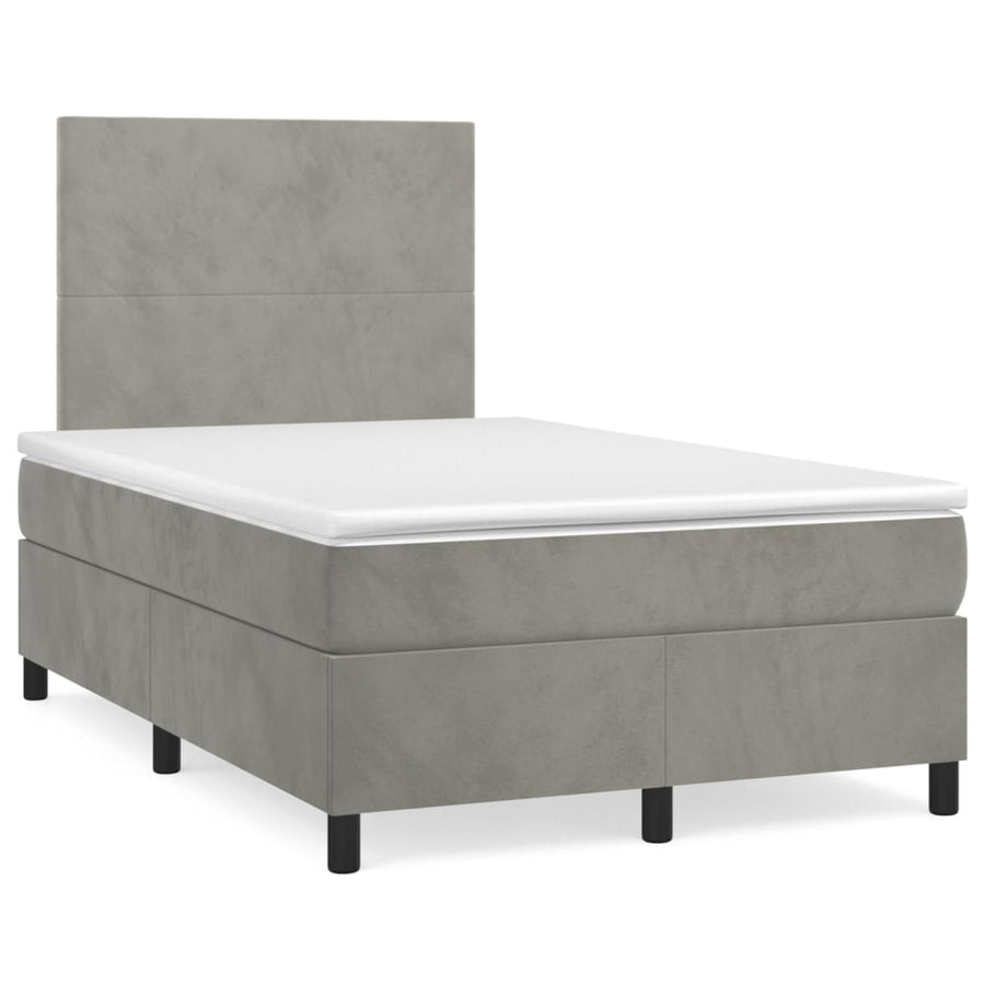 Boxspring Met Matras Fluweel Lichtgrijs 120 x 200 cm Effen ontwerp