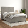 Boxspring met matras fluweel lichtgrijs 140x190 cm