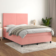 Boxspring 140x190 cm fluweel roze