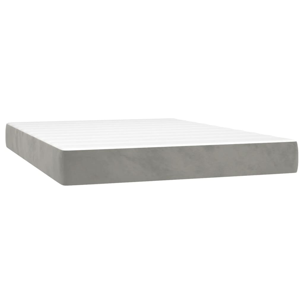 Boxspring Met Matras Fluweel Lichtgrijs 140 x 200 cm Effen ontwerp