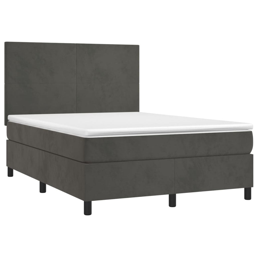 Boxspring Met Matras Fluweel Donkergrijs 140 x 200 cm Effen ontwerp