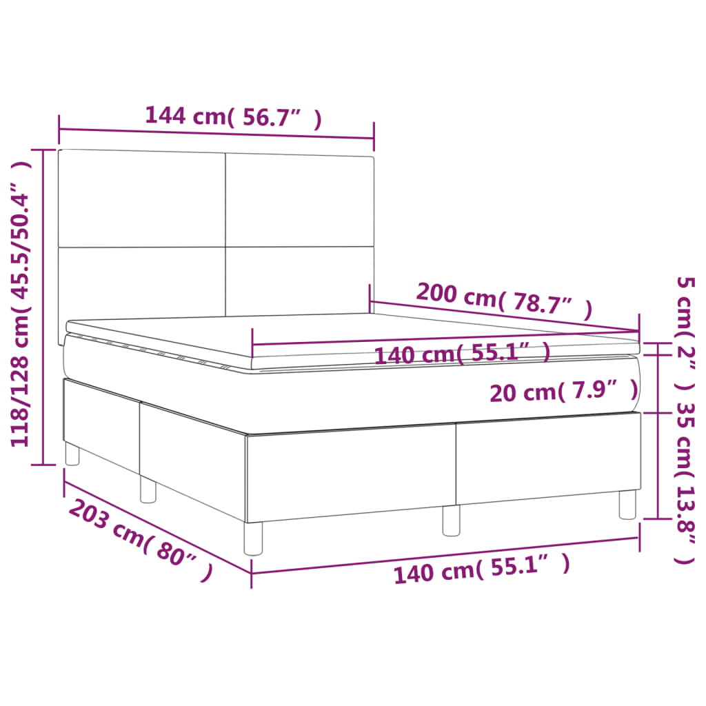Boxspring Met Matras Fluweel Donkerblauw 140 x 200 cm Effen ontwerp
