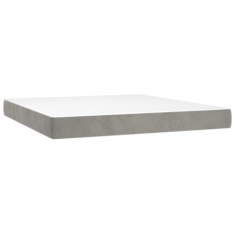 Boxspring Met Matras Fluweel Lichtgrijs 160 x 200 cm Effen ontwerp