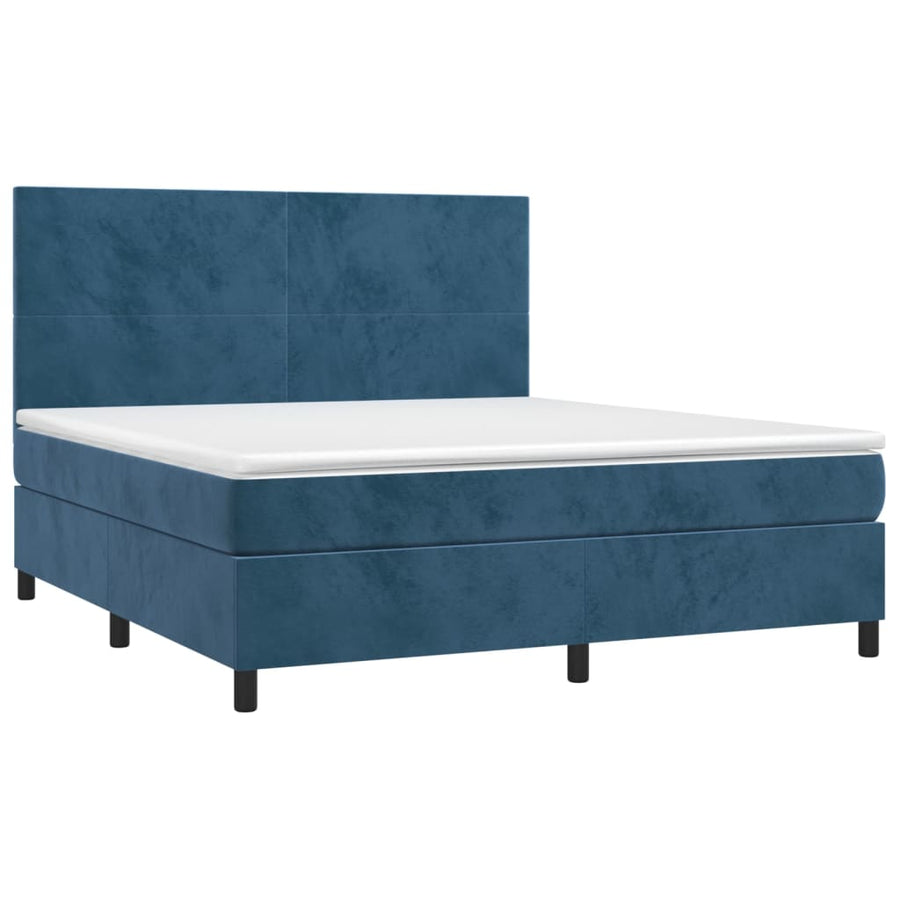 Boxspring met matras fluweel donkerblauw 160x200 cm 160 x 200 cm Donkerblauw