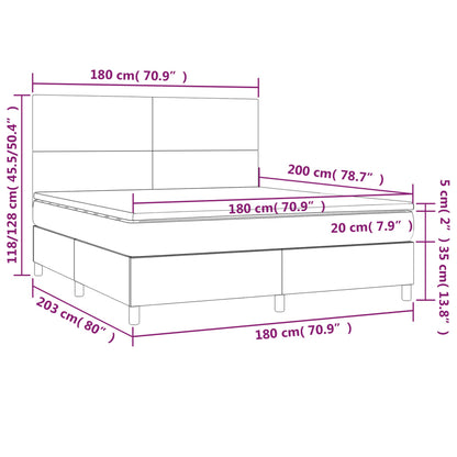 Boxspring Met Matras Fluweel Donkergrijs 180 x 200 cm Effen ontwerp