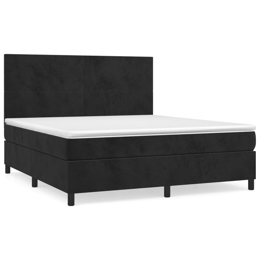 Boxspring Met Matras Fluweel Zwart 180 x 200 cm Effen ontwerp