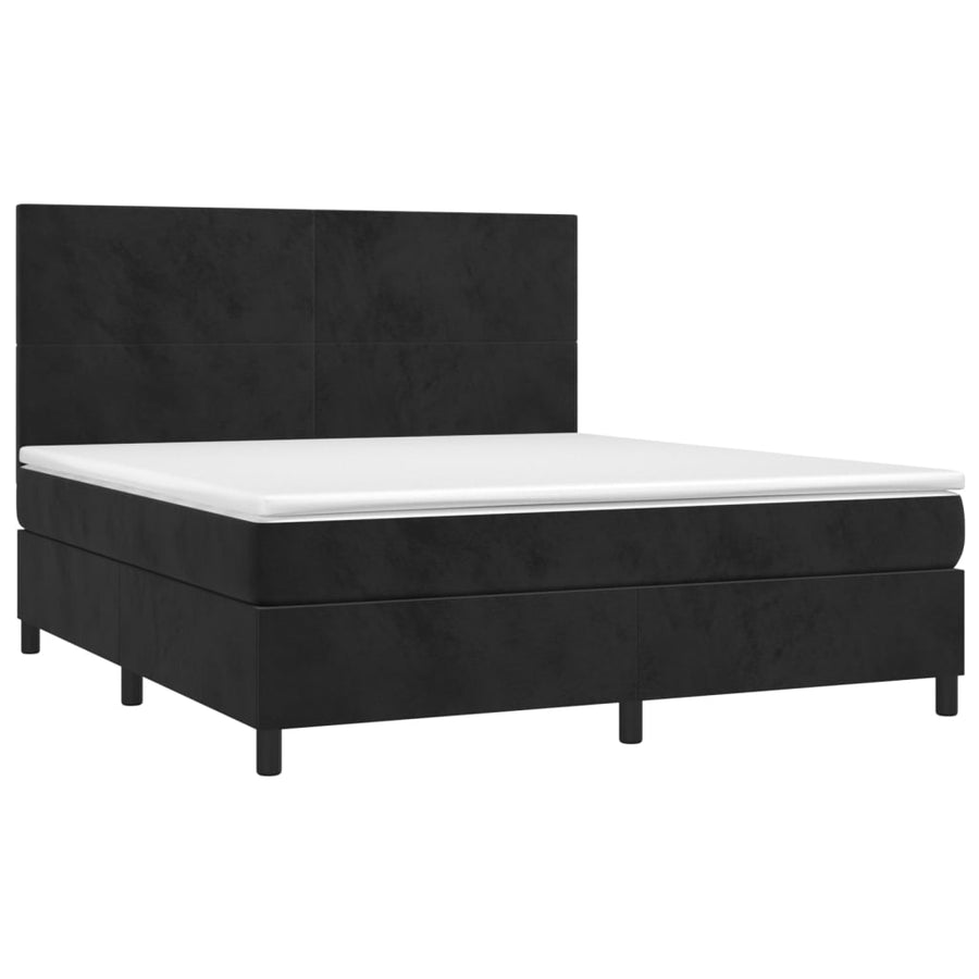 Boxspring Met Matras Fluweel Zwart 180 x 200 cm Effen ontwerp