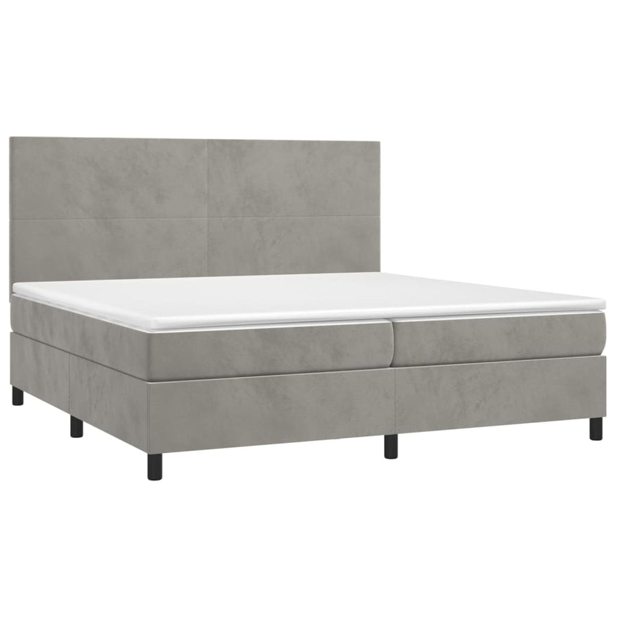 Boxspring Met Matras Fluweel Lichtgrijs 200 x 200 cm Effen ontwerp