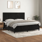 Box spring with velvet mattress black 200x200 cm