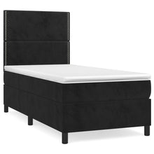 Boxspring Met Matras Fluweel Zwart 100 x 200 cm Effen met spijkers