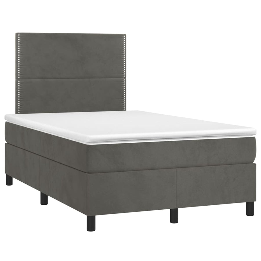 Boxspring Met Matras Fluweel Donkergrijs 120 x 200 cm Effen met spijkers