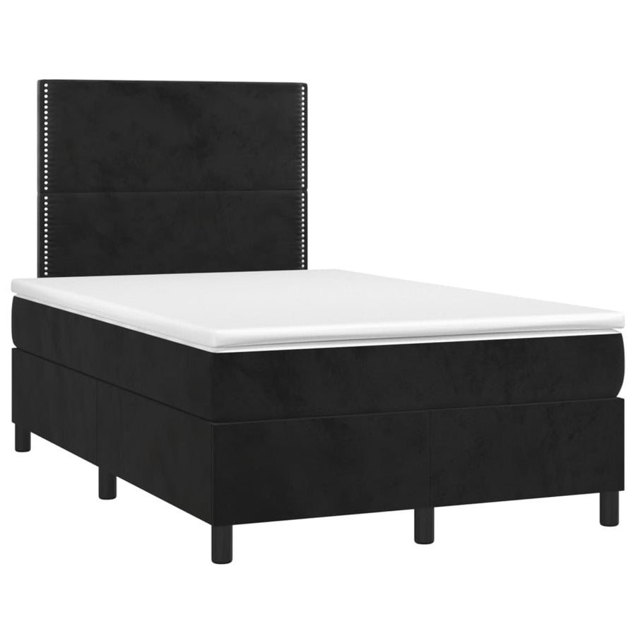 Boxspring Met Matras Fluweel Zwart 120 x 200 cm Effen met spijkers