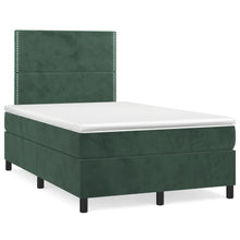 Boxspring Met Matras Fluweel Donkergroen 120 x 200 cm Effen met spijkers