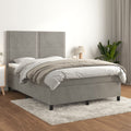 Boxspring met matras fluweel lichtgrijs 140x200 cm