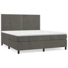 Boxspring Met Matras Fluweel Donkergrijs 160 x 200 cm Effen met spijkers
