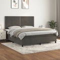 Boxspring met matras fluweel donkergrijs 180x200 cm