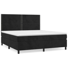 Boxspring Met Matras Fluweel Zwart 180 x 200 cm Effen met spijkers