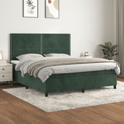 Boxspring 180x200 cm donkergroen fluweel met matras