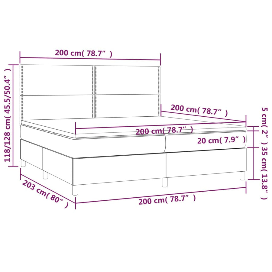 Boxspring met matras fluweel donkerblauw 200x200 cm 200 x 200 cm Effen met spijkers