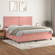 Boxspring met matras 200x200 cm roze fluweel