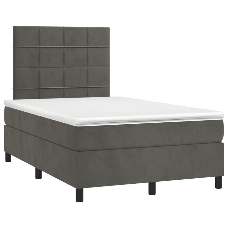 Boxspring Met Matras Fluweel Donkergrijs 120 x 200 cm Blok met vierkanten