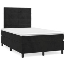 Boxspring Met Matras Fluweel Zwart 120 x 200 cm Blok met vierkanten