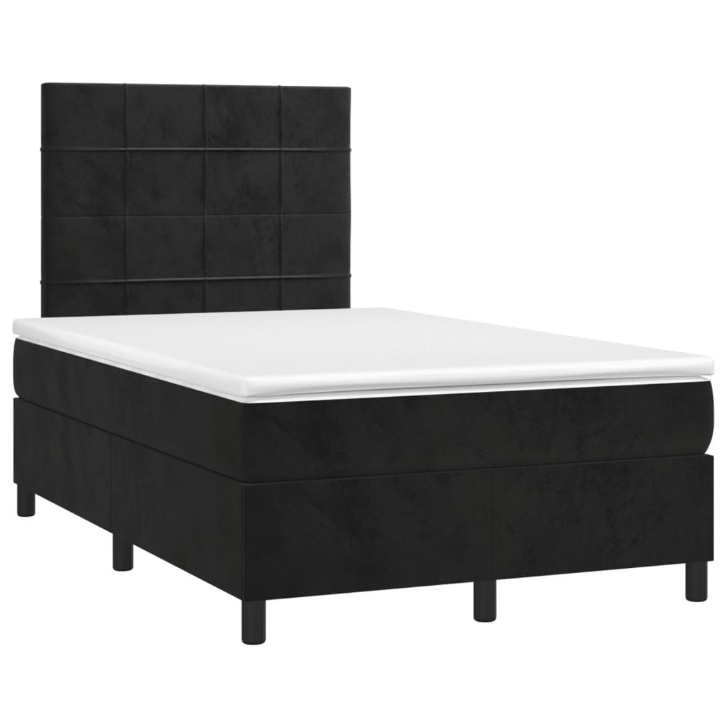 Boxspring Met Matras Fluweel Zwart 120 x 200 cm Blok met vierkanten