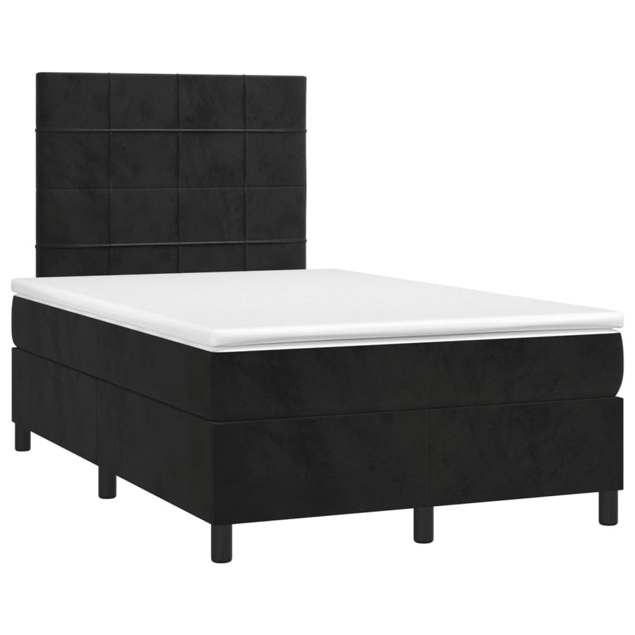 Boxspring Met Matras Fluweel Zwart 120 x 200 cm Blok met vierkanten