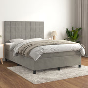 Boxspring met matras 140x190 cm lichtgrijs fluweel