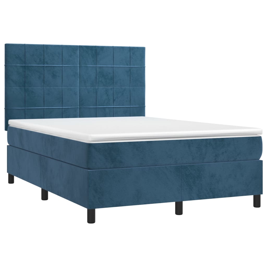 Boxspring met matras fluweel donkerblauw 140x200 cm 140 x 200 cm Donkerblauw