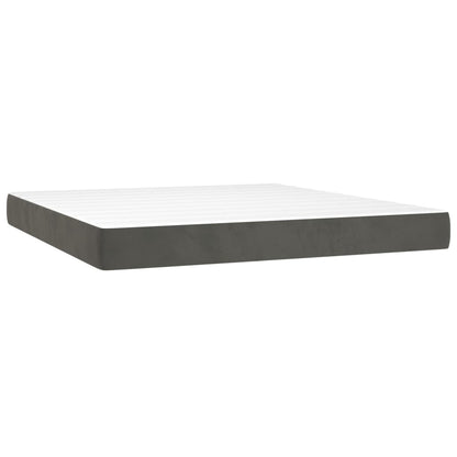 Boxspring Met Matras Fluweel Donkergrijs 160 x 200 cm Blok met vierkanten