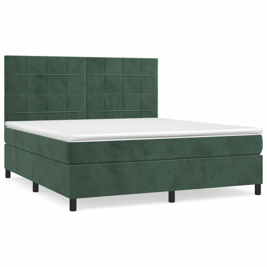 Boxspring met matras fluweel donkergroen 160x200 cm 160 x 200 cm Donkergroen