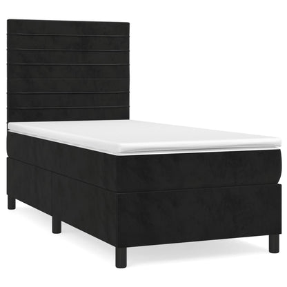 Boxspring Met Matras Fluweel Zwart 80 x 200 cm Horizontale strepen