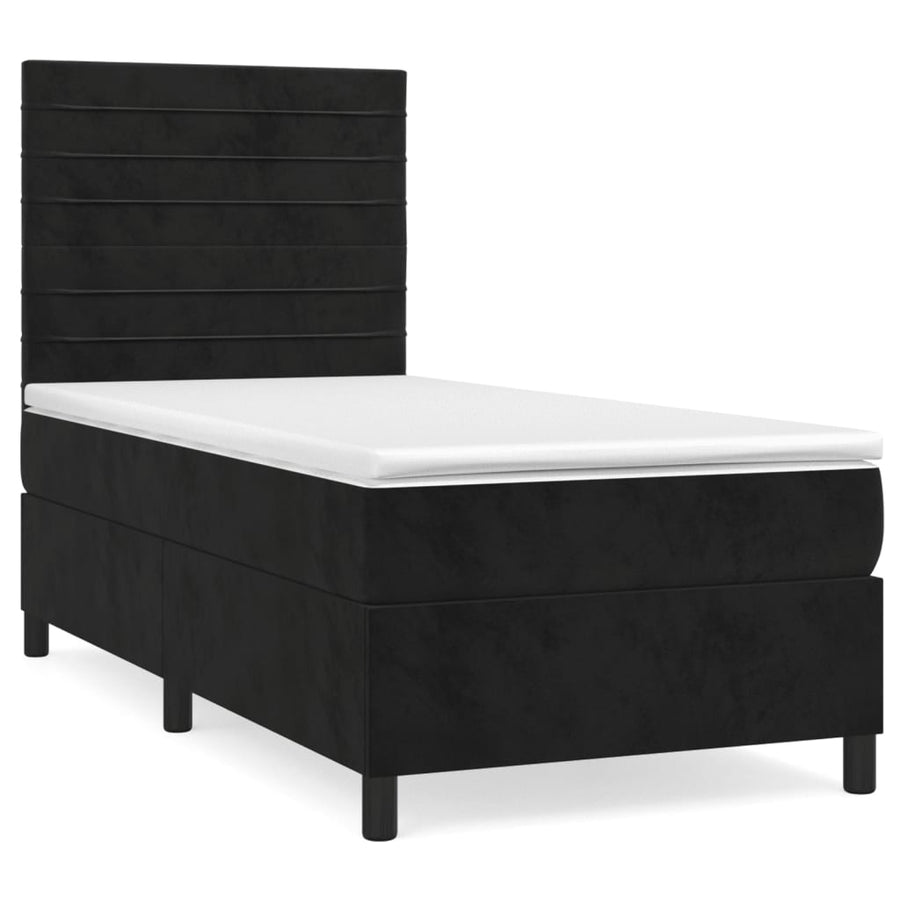 Boxspring Met Matras Fluweel Zwart 80 x 200 cm Horizontale strepen