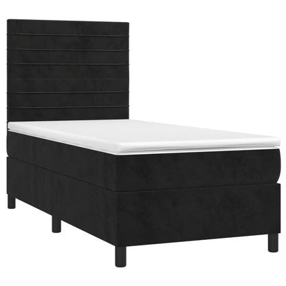 Boxspring Met Matras Fluweel Zwart 80 x 200 cm Horizontale strepen