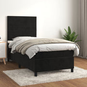Boxspring 90x190 cm zwart met pocketvering matras