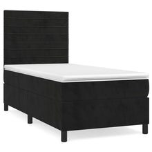 Boxspring Met Matras Fluweel Zwart 90 x 200 cm Horizontale strepen