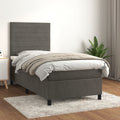 Boxspring met matras fluweel donkergrijs 100x200 cm