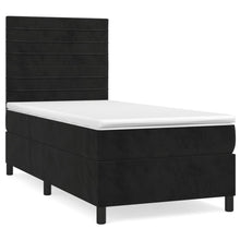 Boxspring Met Matras Fluweel Zwart 100 x 200 cm Horizontale strepen